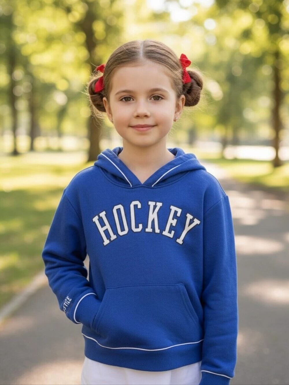 Justice Athletics Blue Hockey Hoodie for a Girl